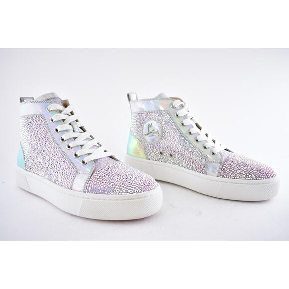 Christian Louboutin Super Louis Strass Flat SD AB Crystal High Top Sneaker 38 - Picture 5 of 12
